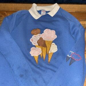 Jerzees Blue Ice Cream Cone Crewneck Sweater